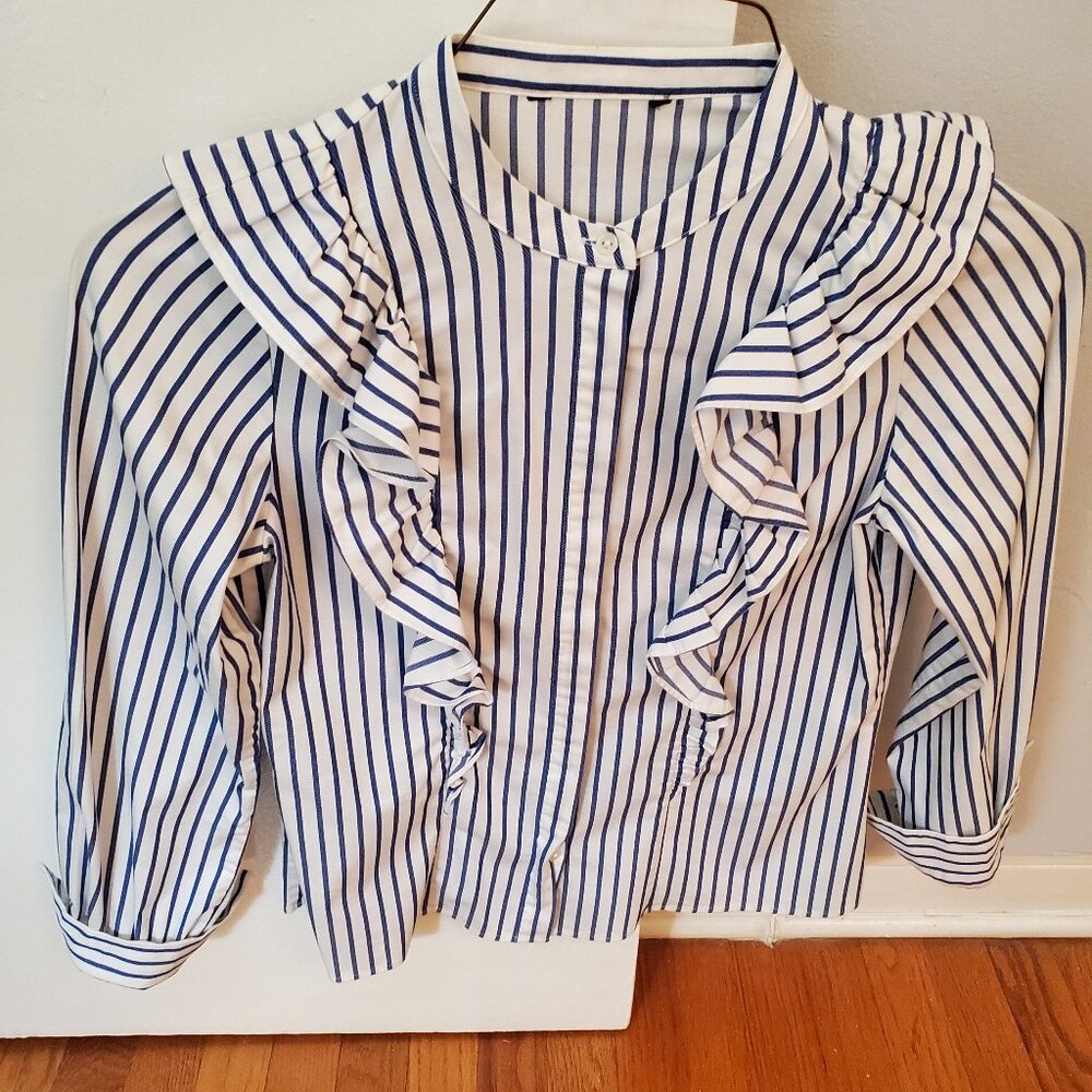 STRIPPED RUFFLED BLOUSE